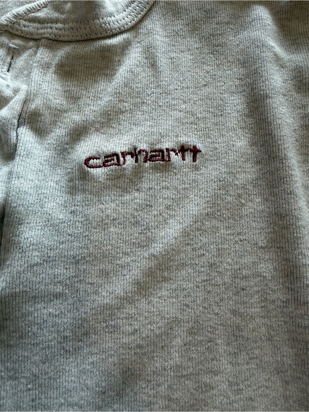 Carhartt Women’s Long Sleeve Henley Shirt Oatmeal Heather Embroidered Logo small